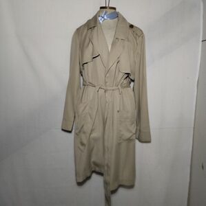 A New Day Classic Beige Trench Coat With Belt Size Medium